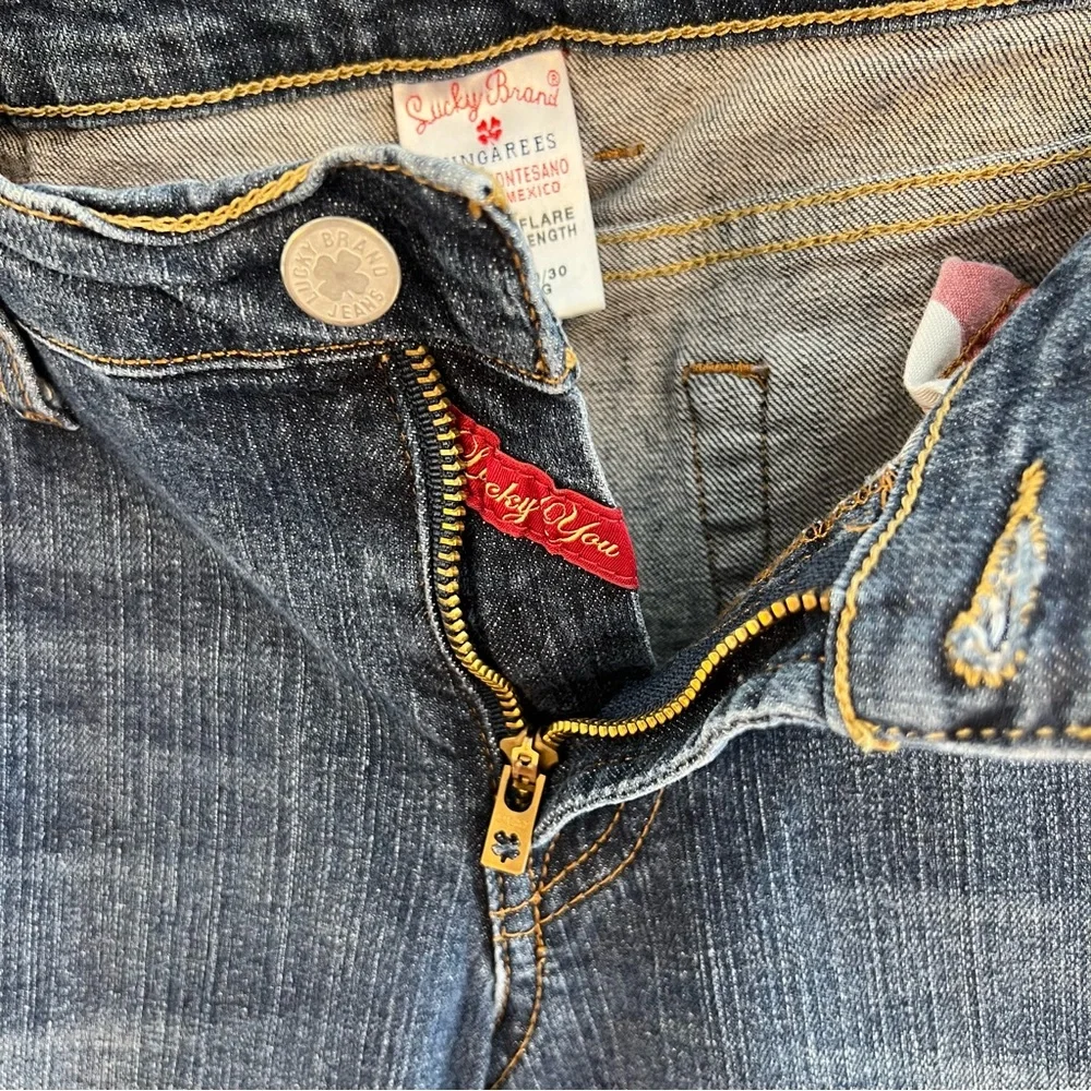 Lucky Brand Dungarees Jeans Mid Rise Flare Denim Women Jeans 10/30 Reg Dark Wash